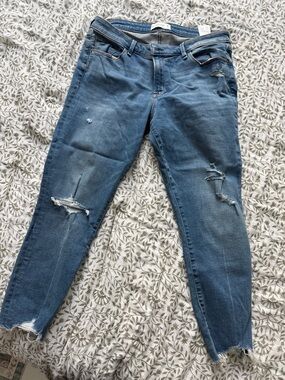 Abercrombie & Fitch Women's Distressed Skinny Jeans in Medium Blue